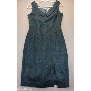 Alannah Hill The Glitter Fades Dress 10 Green Black Floral Pencil Cocktail Party